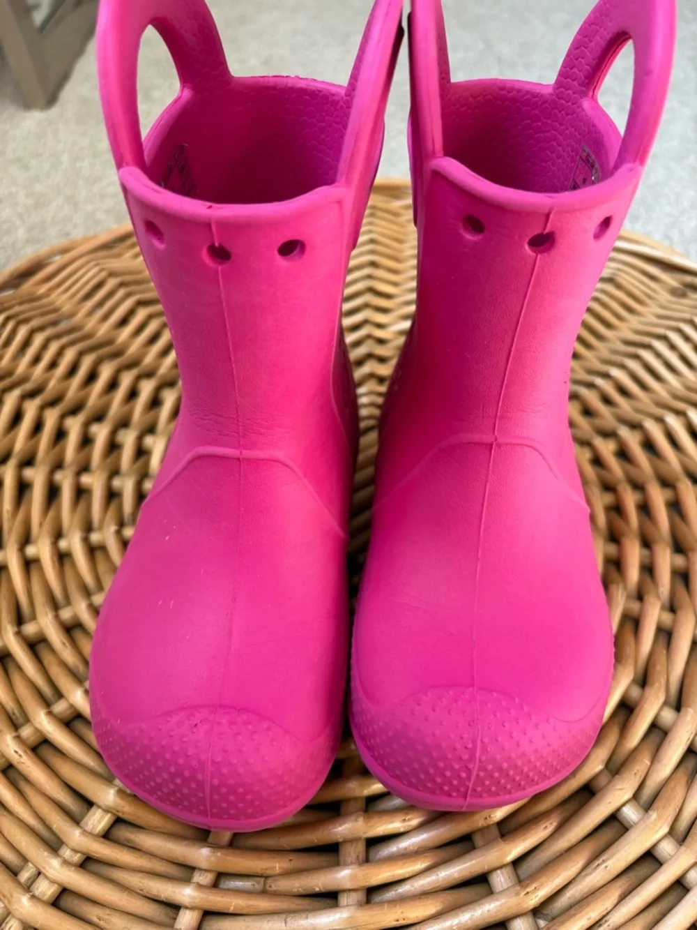 CROCS Toddle Handle It Pull On Rain Boots in Pink Crush Colorway Size 8C